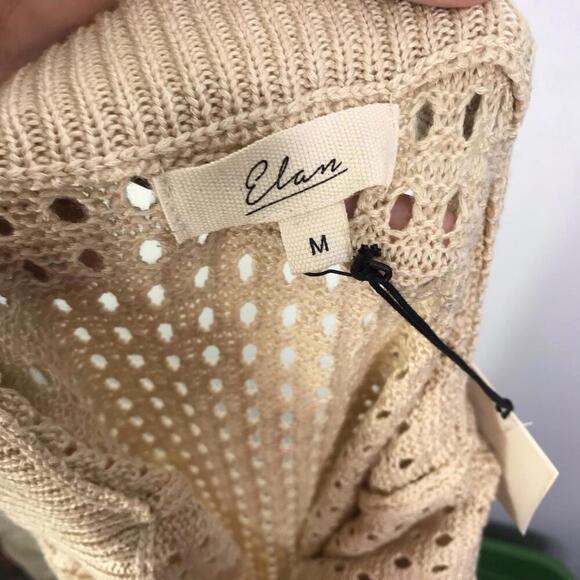 Elan Skirt Womens M Crochet Maxi Beachy Cover Up Side Slits Avda Cream New - Picture 6 of 10